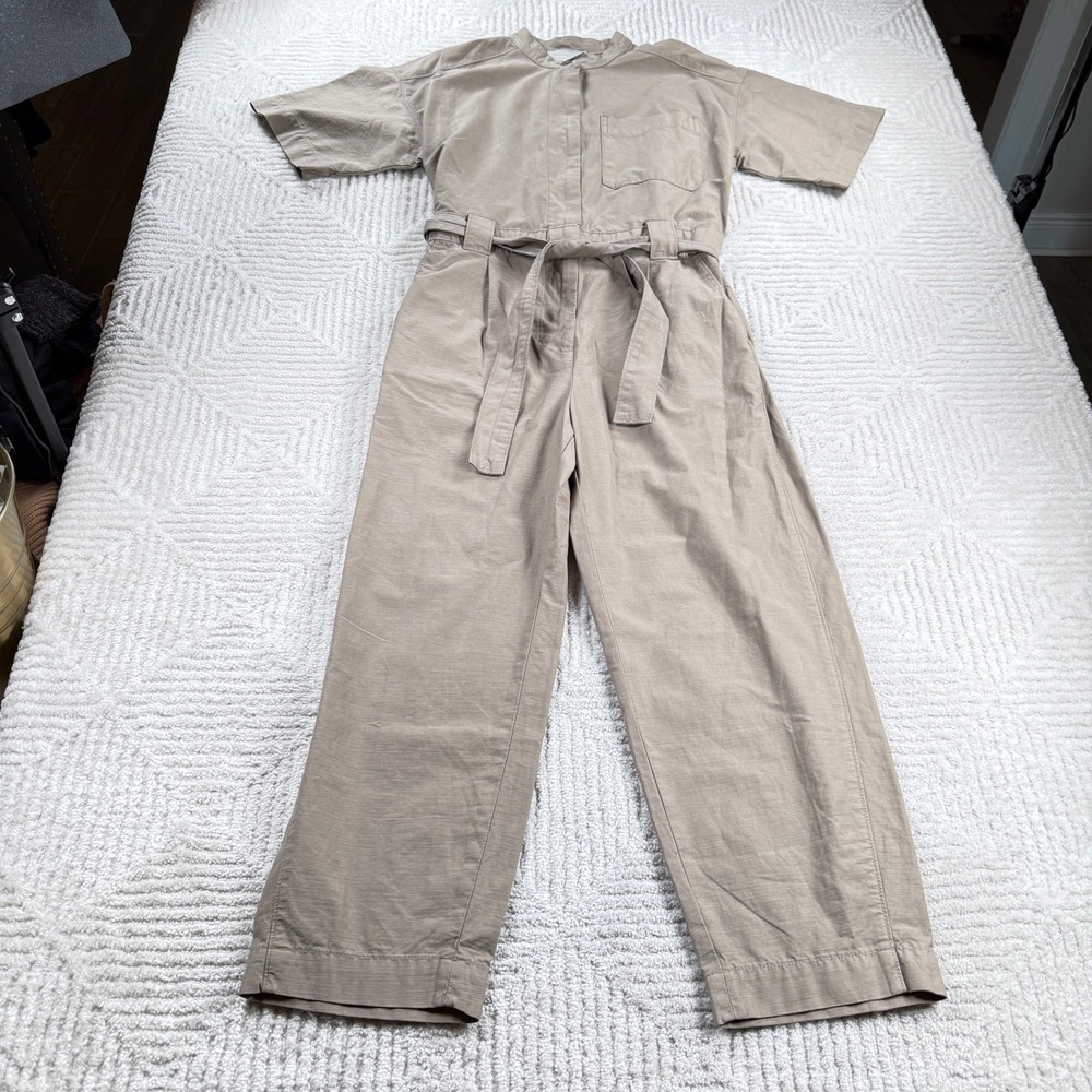 Everlane Utility Jumpsuit Women's 10 Khaki Cotton Linen Safari Gorpcore Desert